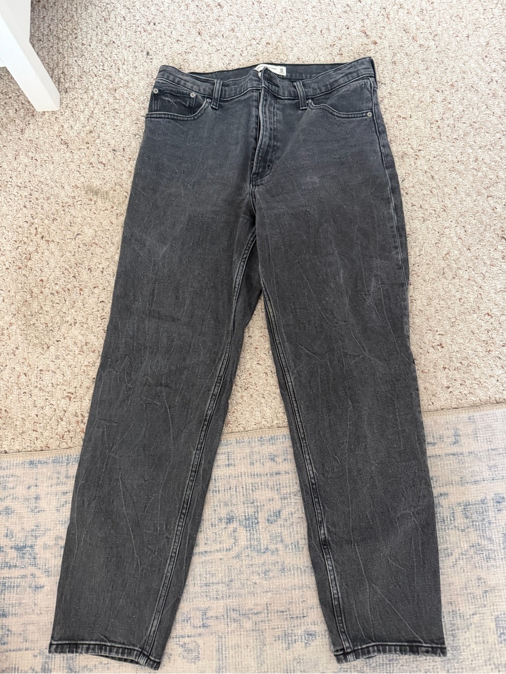 Abercombie Black Washed Straight-Leg Jeans